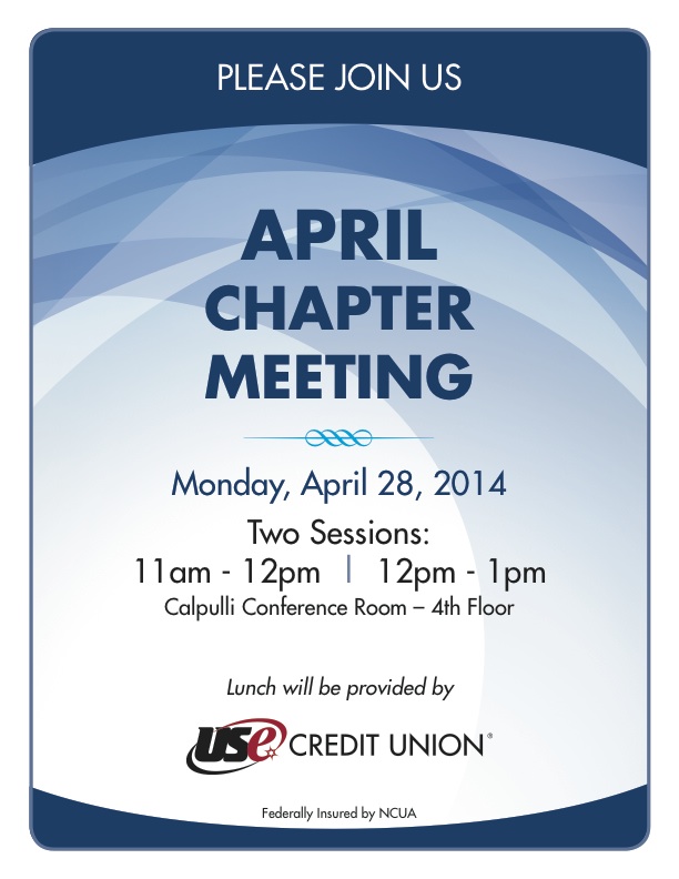 April Chapter Meeting 4/28/14 11am or 12pm